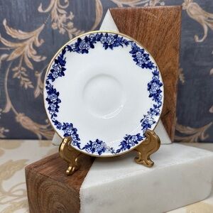 Antique Royal Albert Aristocrat Coalport England White and Blue Floral Saucer